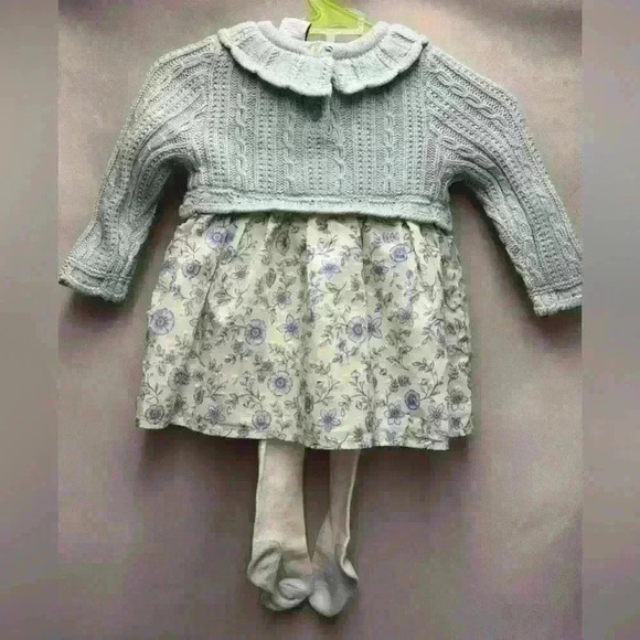 Shabby Chic Sweater Dress with Tights Size 3/6 months NWOT - Picture 1 of 6